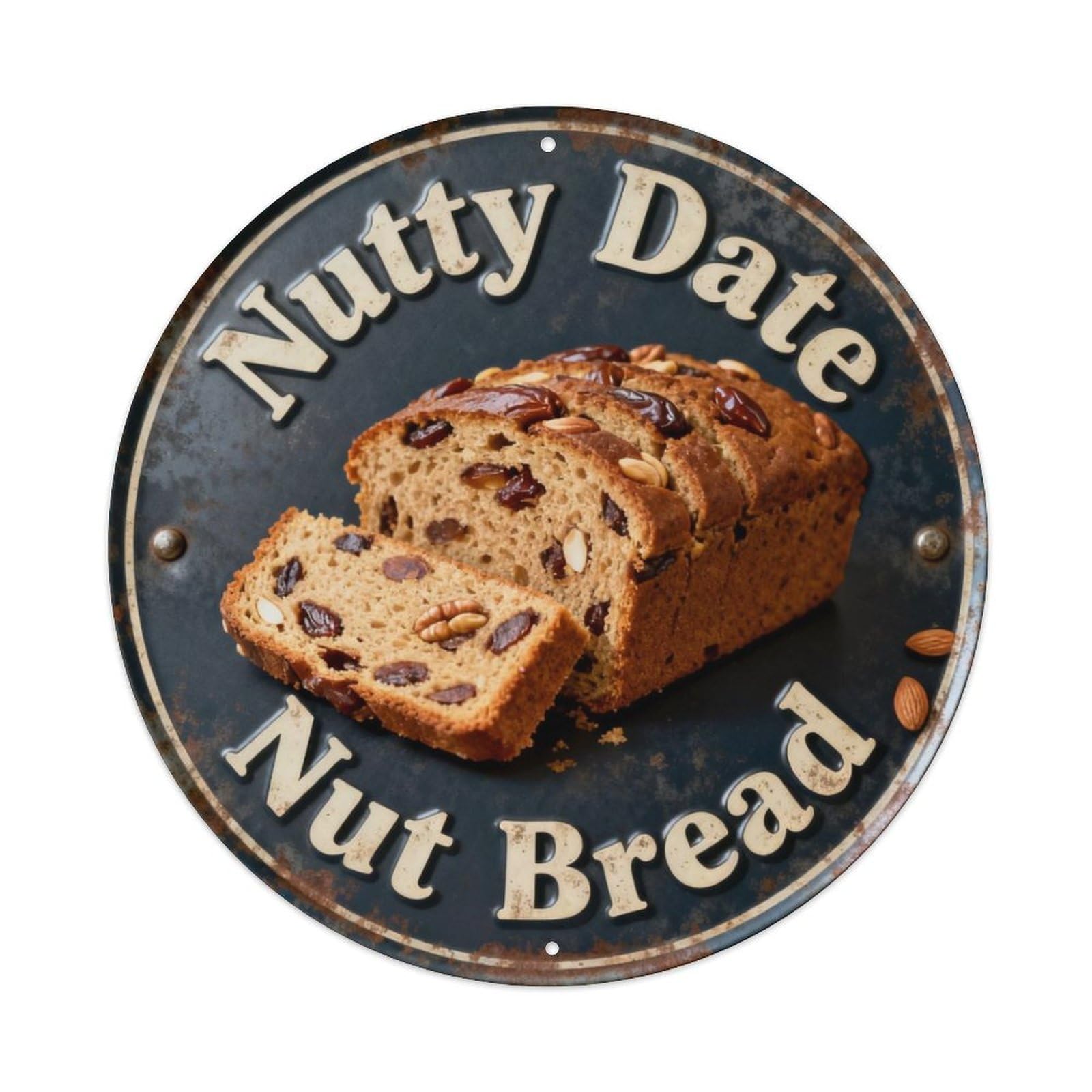 Nutty Date Nut Bread Metal Tin Sign Plaque