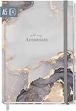 paper&you A5 Diary with A-Z Index [Grey Marble] Diary for Contacts, Birthdays and Passwords – Sustainable and Climate Friendly