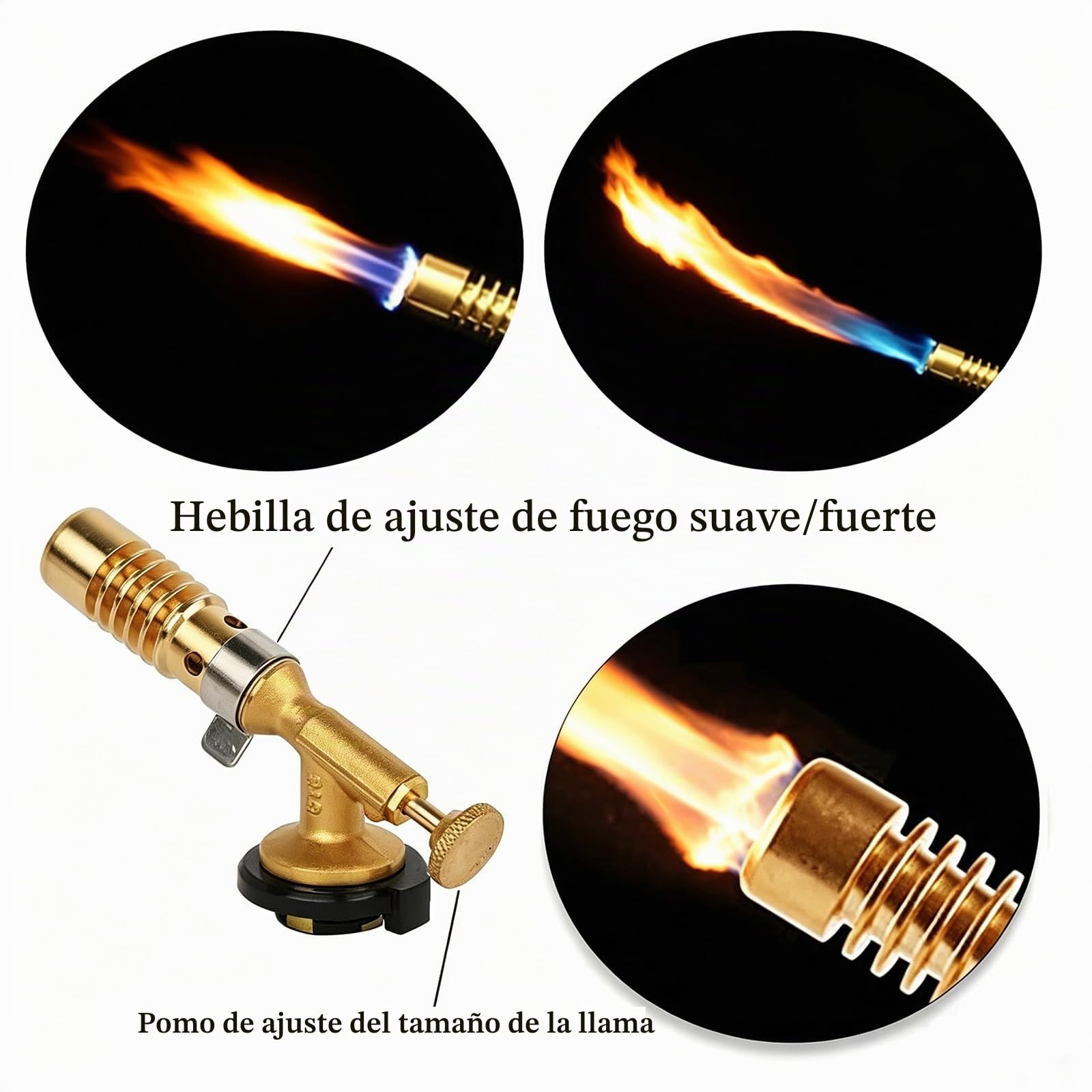 Pistola de llama de cobre, soplete ajustable portátil, soplete de gas butano turbo, para uso en casa y exterior, barbacoa, horneado, soldadura, desoldadura