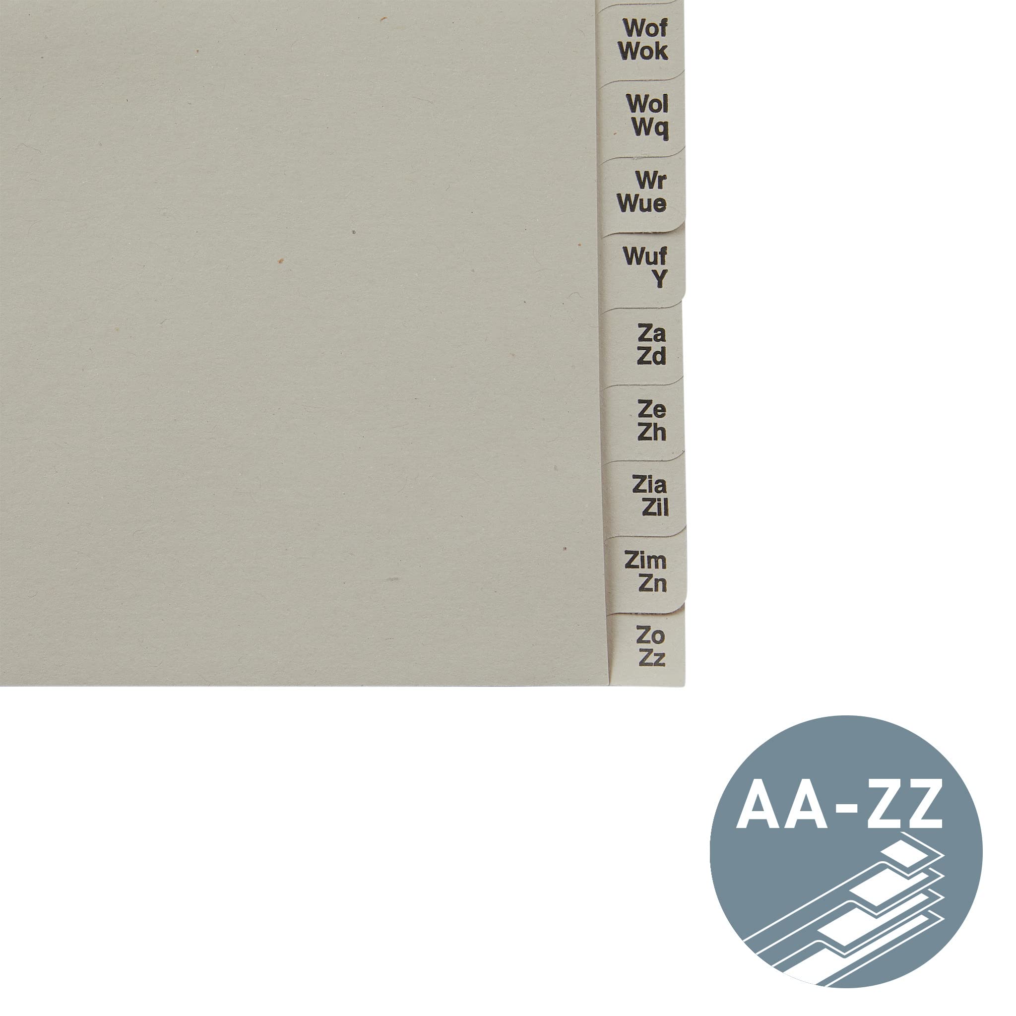 Leitz Índices A-Z para Archivadores de 24 Hojas, Media Altura, Extra Ancho, 100 % Papel Reciclado, Etiqueta Ángel Azul, Gris, 13240085