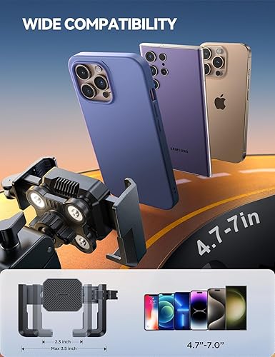 Miniatura 6 de JOYROOM Soporte para teléfono de bicicleta - Amortiguador de vibración dual No bloquea la cámara Manillar de montaje de teléfono de bicicleta,