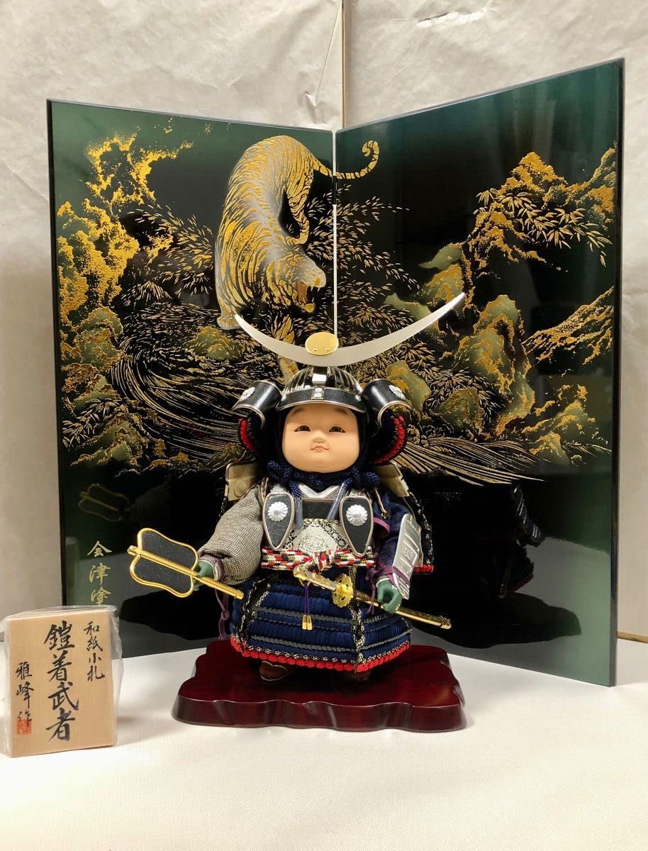 Amazon | 五月人形 子供 大将 日輪 三日月 銀黒 端午の節句 | 子供大将