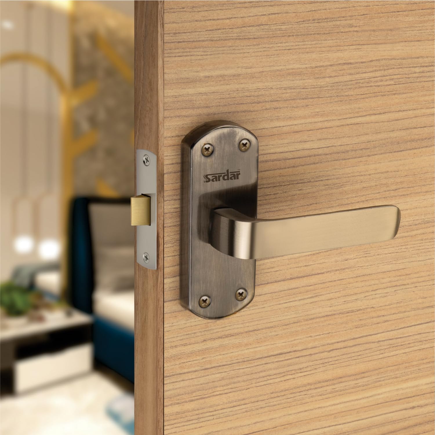 SARDAR 07 Antique 5" Iron Bathroom Door Handle Set with Keyless Baby Latch-Tower Bolt/Push to Close Latch (with Door Latch) — Amazon image 4