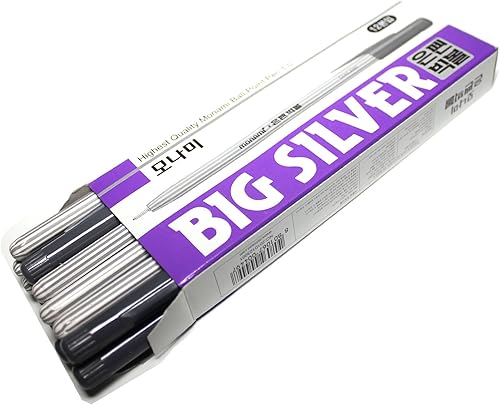 Miniatura 6 de X12 Monami Big Silver - Bolígrafo de tela, cuero para cortar, 0.039 in, tinta plateada, paquete de 12 bolígrafos