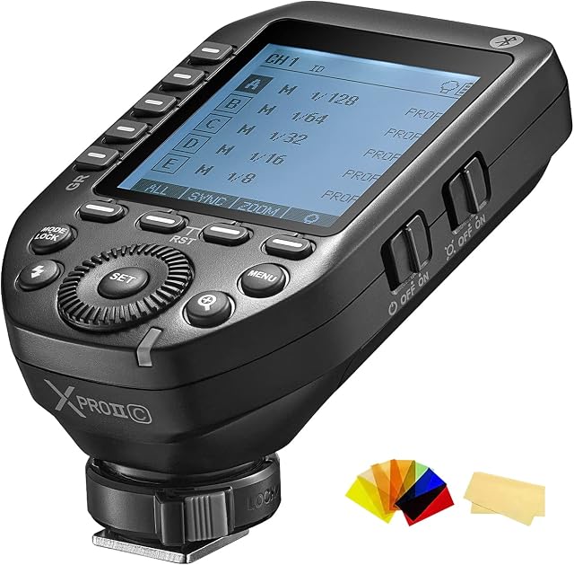 Godox XProII-C TTL Wireless Flash Trigger Transmitter Compatible for Canon Cameras,2.4G 1/8000s HSS,Bluetooth Connection,New Hotshoe Locking,16 Groups and 32 Channels