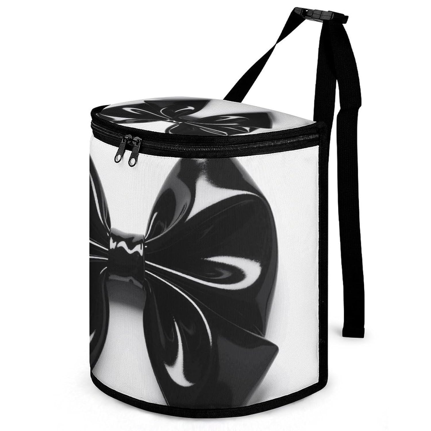 MUSM Leakproof Car Trash Can 2.5 Gallon, Durable Automotive Garbage Bag with Waterproof Liner, Black Bow Trash Bag for Car, Truck, RV & Bathroom