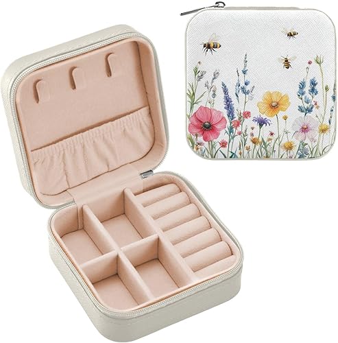 Miniatura 2 de QwThum Joyero de viaje organizador para mujeres, niñas y hombres, pequeña caja de almacenamiento portátil para joyas, aretes, anillos, collares,