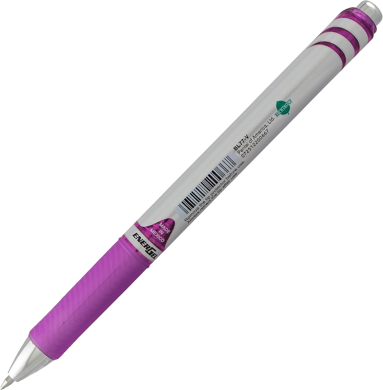Pentel EnerGel XM BL77 - Retractable Liquid Gel Ink Pen - 0.7mm - 54% Recycled - Purple - Box of 12