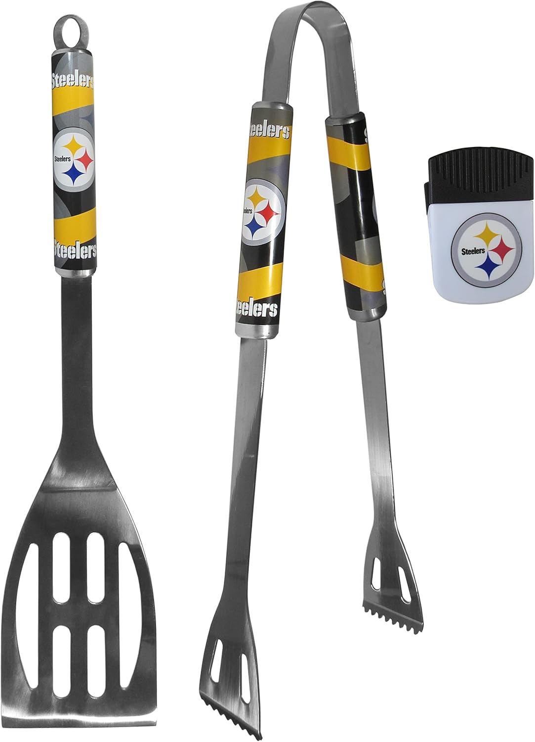 Siskiyou Sports NFL Pittsburgh Steelers Unisex 2 pc BBQ Set and Chip Clip, Team Colors, One Size