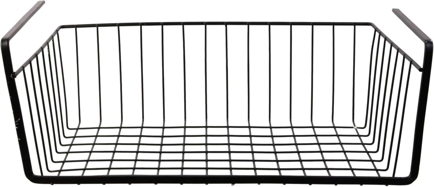 Idebox - Cesta Colgante de Metal con Cable, 40 cm, Color Negro