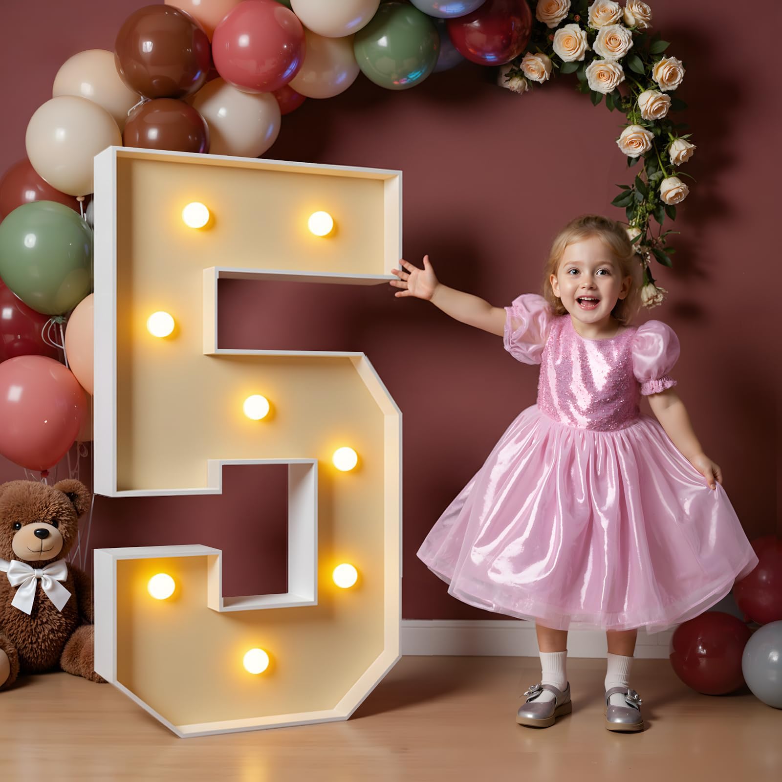 3FT Marquee Light Up Numbers 5,arty Decor Large Marquee Light Up Letters, Foam Board Set for Birthdays,Weddings,Baby Anniversaries, Easy to Assemble,5,91.5cm/36in — image 1