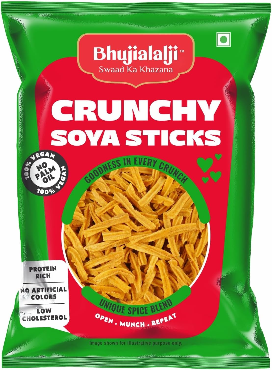 Bhujialalji Crunchy Soya Sticks (pack of 1) 150g | No Palm Oil | snacks | Namkeen savoury chips | All time favourite indian snacks/Namkeen | Ready to eat | Crispy & Light snacks.