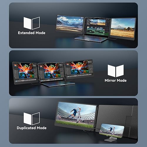 Miniatura 5 de APILDELLA Extensor de monitor dual portátil 1080P de 14 pulgadas para computadoras portátiles, USB C y HDMI, Plug-Play para pantalla dual en Mac y