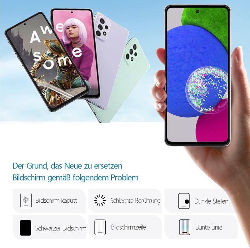 RongZy Samsung Galaxy A52s 5G LCD Kijelző és Érintőképernyő Csere Készlet Kerettel - Fekete Színben, Szerszámokkal, A528B 2021 Modellhez