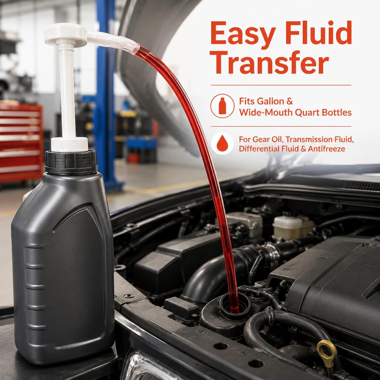 Fluid Pump for Standard Quart Bottles, 30cc Hand Oil Transfer Pump with Adapters & Extension Tubes, Universal Vehicle Hand Pumps Transfers Gear Oil Transmission Fluid Antifreeze