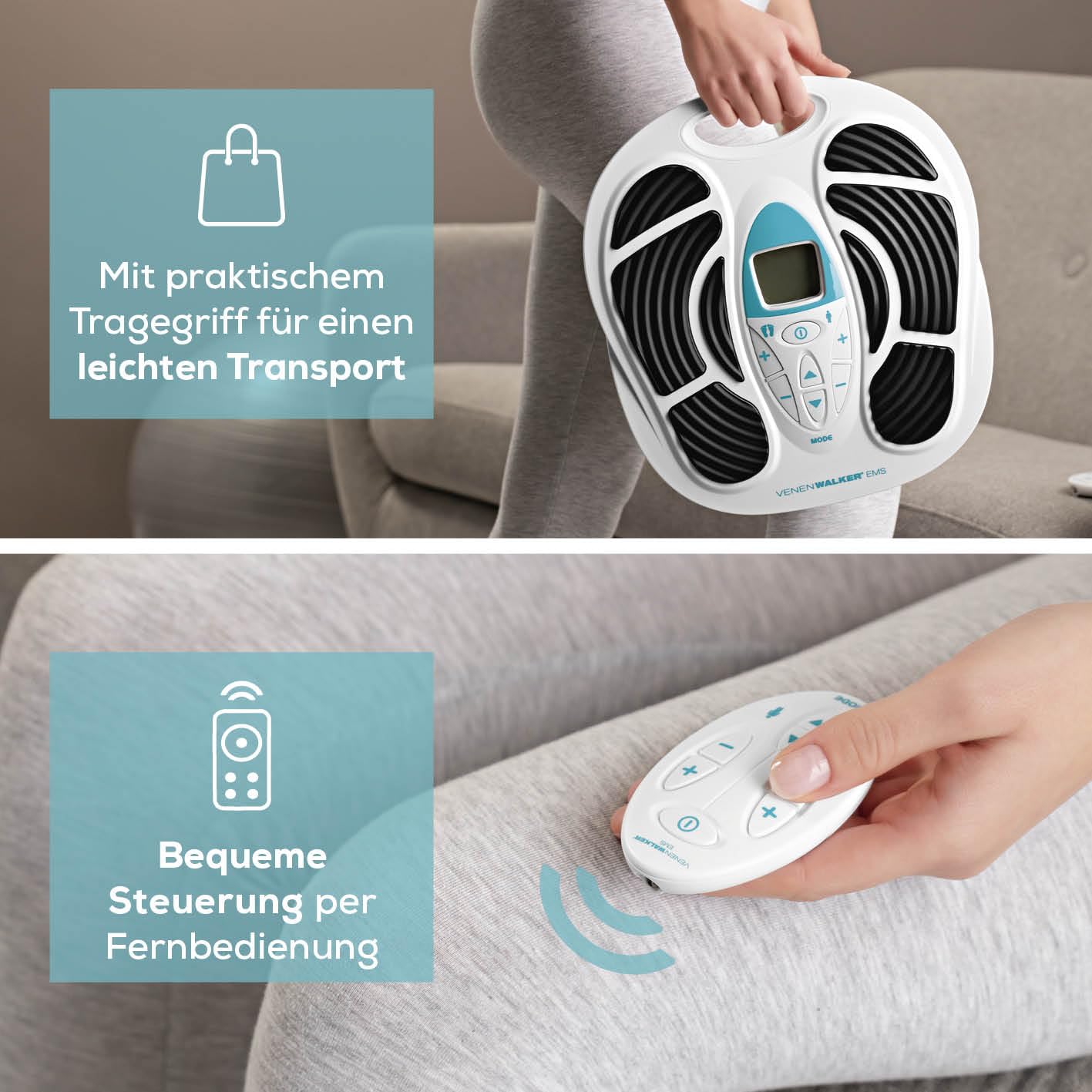 EMS Blutzirkulationsstimulator | zertifizierte medizinische Geräte + 4 EMS-Pads | Blutzirkulation in den Beinen | Mit Fernbedienung | Variable Intensität