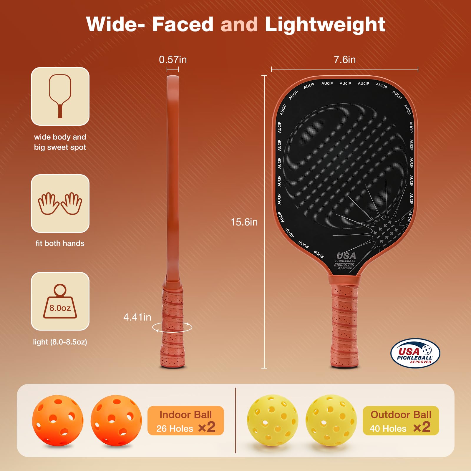 Pickleball Paddle, Pickleball Schläger Set - Fiberglas Oberfläche, 2 Rackets, 4 Bälle, 1 Tasche - Für Innen & Draußen Sport