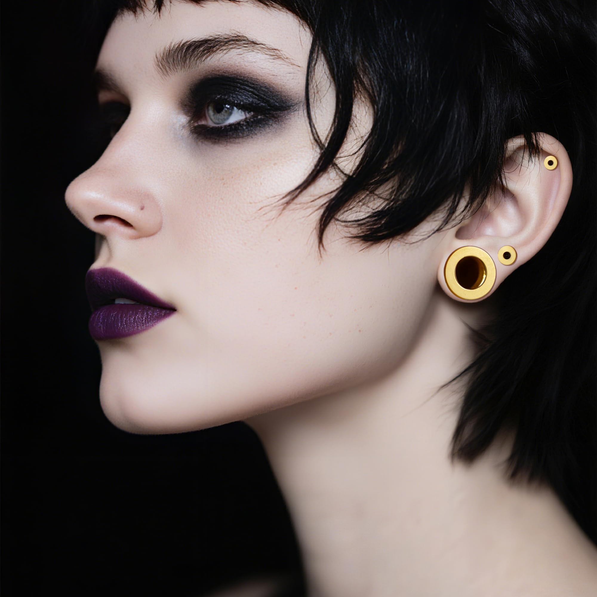 Vankula Tunnel Dehnset 16 stück 1.4-10mm Double Flared Ohren Expander Plug Dehner Stretching Piercing Kit Edelstahl für ohrloch Dehnungen Schmuck Schwarz Gold Silber