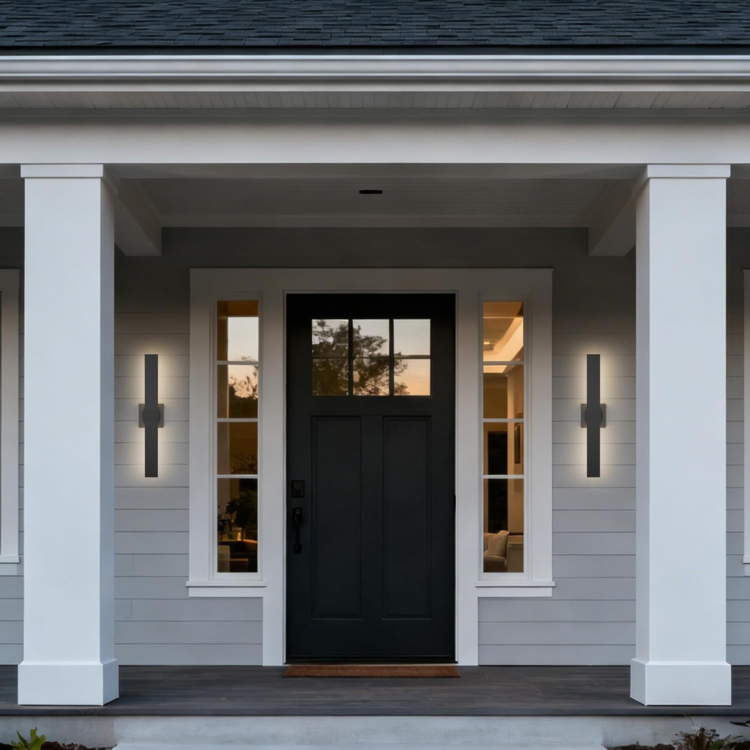 23.6 Inch Aluminum Modern Outdoor Wall Light Fixtures, 3000K LED Exterior Lighting Wall Mount IP65 Waterproof, Matte Black Long Outside Sconce Light for House Garage Patio Front Porch