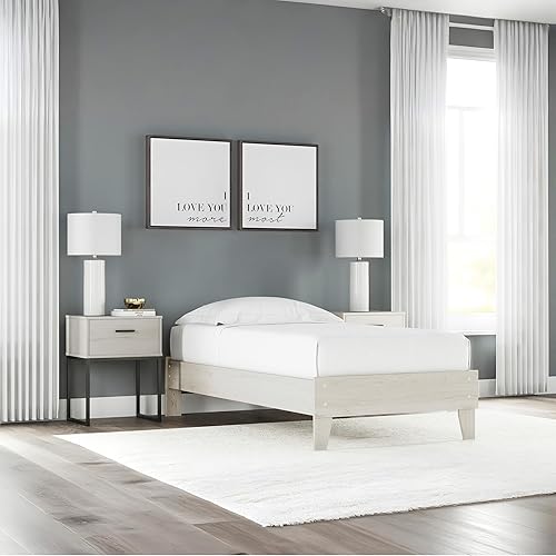 Miniatura 149 de Signature Design by Ashley Socalle Casual Twin Panel Platform Bed, Foundation or Box Spring Not Needed, Black Negro -,Blanco,Azul,Marrón miel,Beige