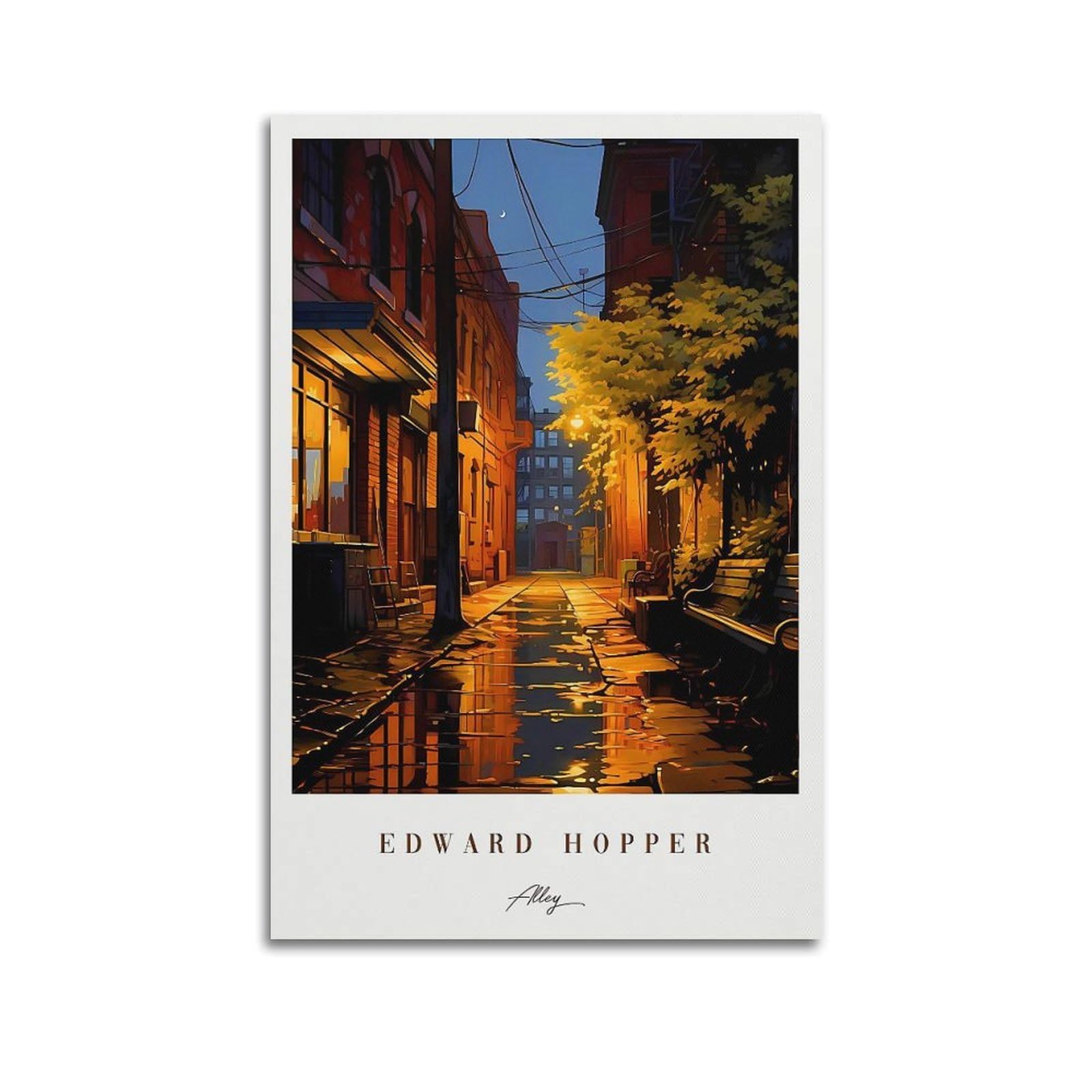 Ckjenjbkm Unframe-Style Edward Hopper Painting Poster Canvas Vintage Beige Wall Art Posters Aesthetic Canvas Wall Art Print Home Decor For Bedroom Living Room24x36inch(60X90cm)
