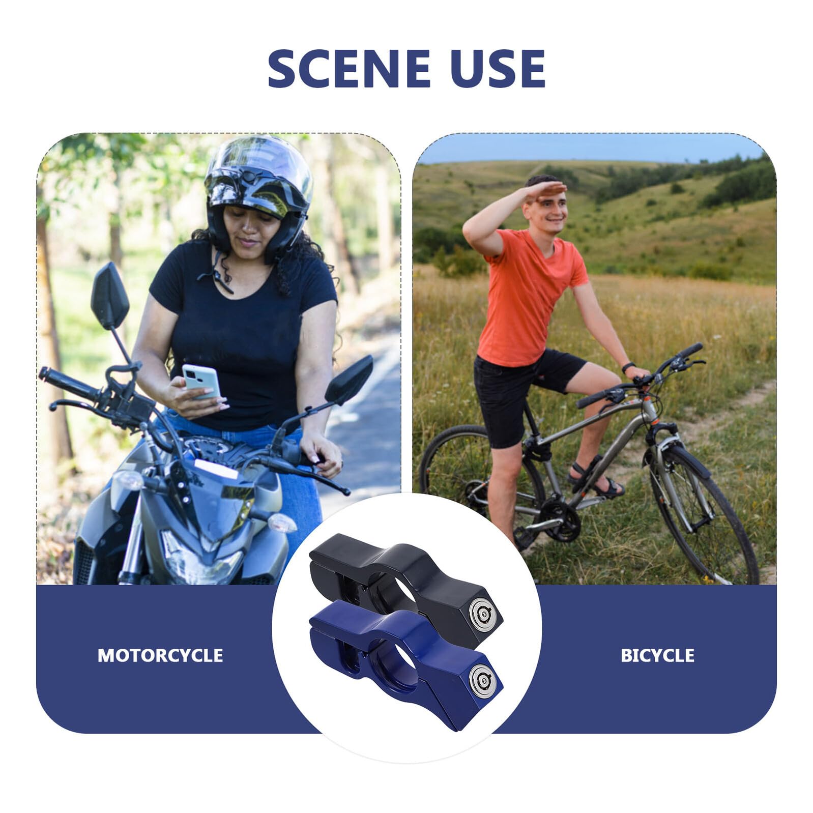 Healeved 2 Cerraduras Antirrobo para Manillar de Motocicleta y Palanca de Freno Bloqueo de Acelerador Ajustable de Aleación de Aluminio Resistente Compatible Motos de Cross Scooters