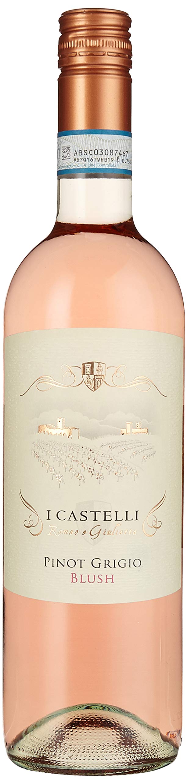 Cielo e Terra – Pinot Grigio Rosé “I Castelli” Venetien DOC 0,75 l - zartrosa, fruchtig-floral, trocken, 12 Prozent Vol.