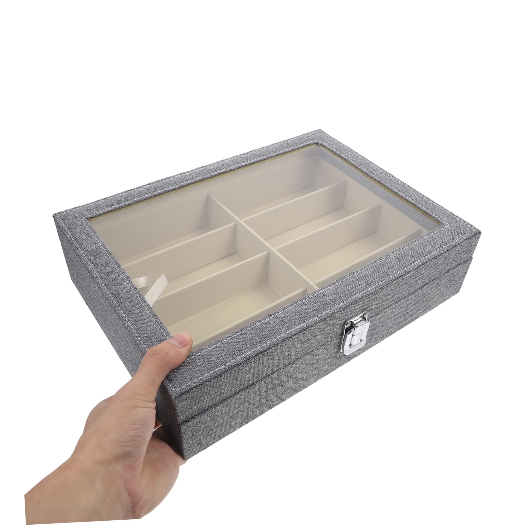 POPETPOP Caja para Guardar Gafas De Compartimentos Organizador De Gafas y Bandeja para Joyas