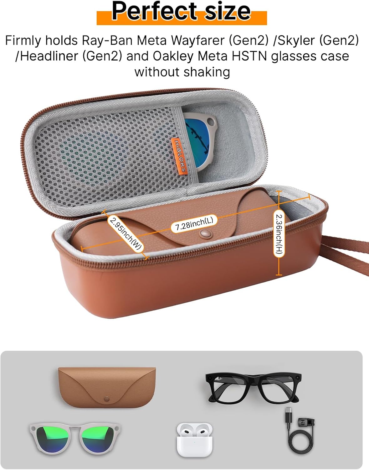 Hard Carrying Case for Ray-Ban Meta Wayfarer/Skyler/Headliner & Gen 2 and Oakley Meta HSTN Smart Glasses Charging case, Travel Case Compatible with Meta Sunglasses Accessories - Image 2
