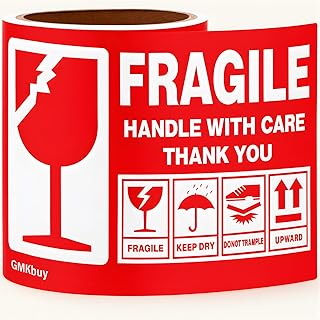 4 x 6 Inch – 100 Fragile Stickers for Shipping & Moving – Easy Tear, Permanent Adhesive, Handle with Care Stickers for Shipping Box, Carton, Parcel, Package, Pallet & More