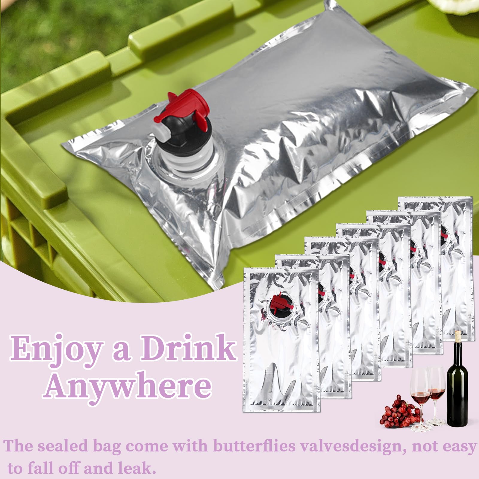 Bolsa de vino recargable con boquilla, dispensador de vejiga de vino reutilizable a prueba de fugas, uso con monedero de vino, bolsas de bebidas con alcohol, frasco oculto secreto para licor