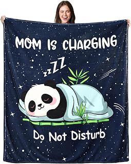 Tudomro 1 Pack Gifts for Mom Christmas, 50"x 60" Mom is Charging Sloth Blanket, Blanket for Mama from Daughter or Son, Mothers Day Pregnancy Gift for Expecting Mama