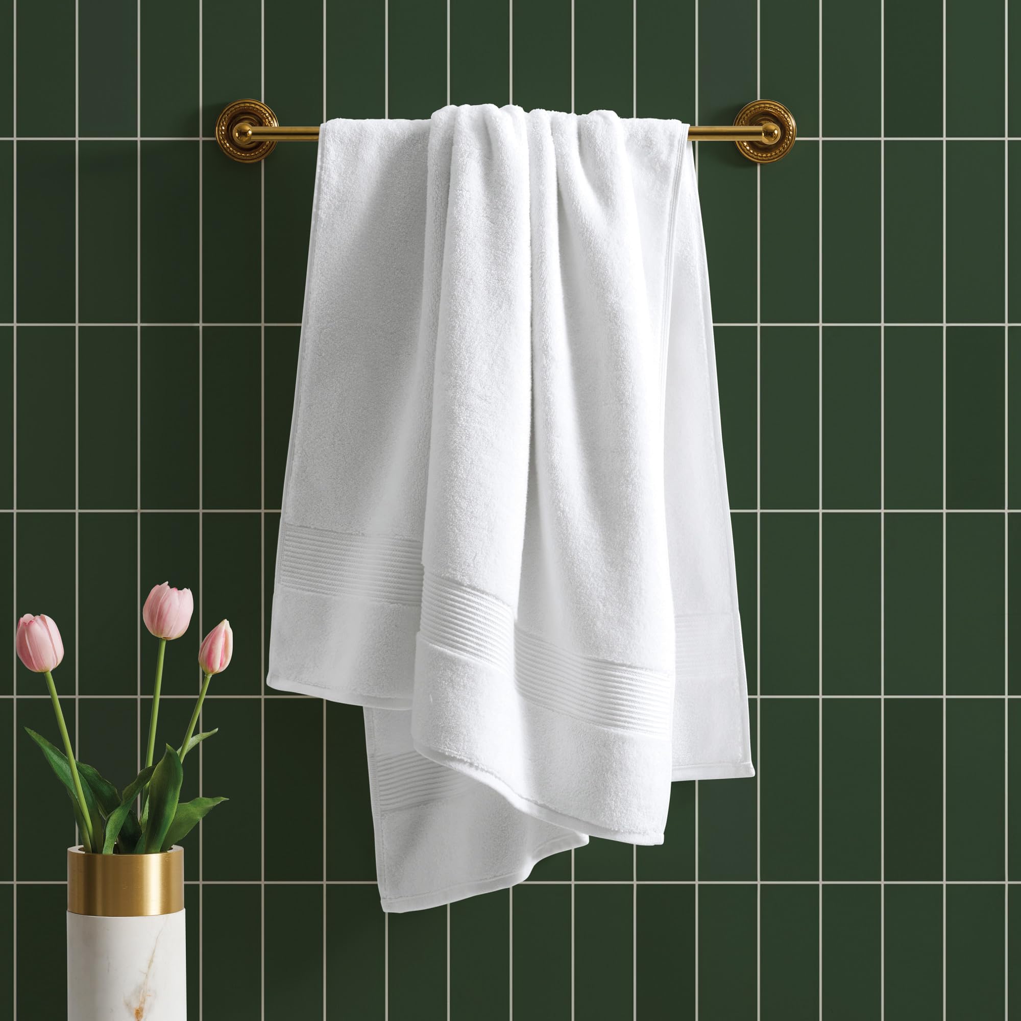 Ted Baker Bath Towel - 1 Piece - 100% Cotton - Soft, Highly Absorbent, 30" x 56", White