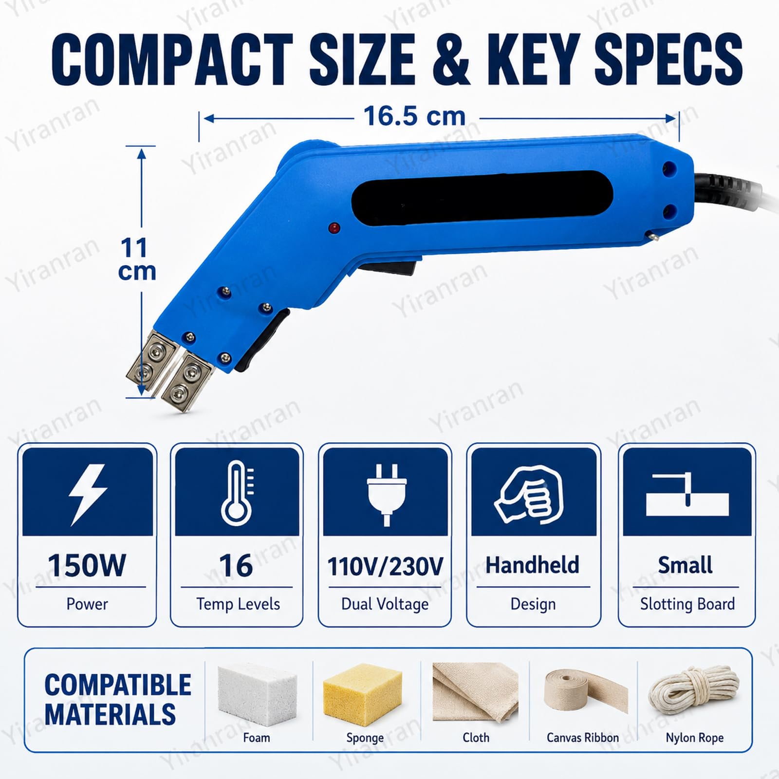 Cortador eléctrico de fusión en caliente de 150 W, herramienta de ranurado y tallado de espuma de mano con tabla de ranura, temperatura ajustable para esponja, lienzo, tela, cuerda de nailon