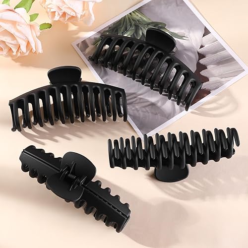 Miniatura 7 de Pinzas de garra extra grandes de 5 pulgadas para cabello grueso y largo, paquete de 4 pinzas de garra extra grandes, pinzas de pelo antideslizantes