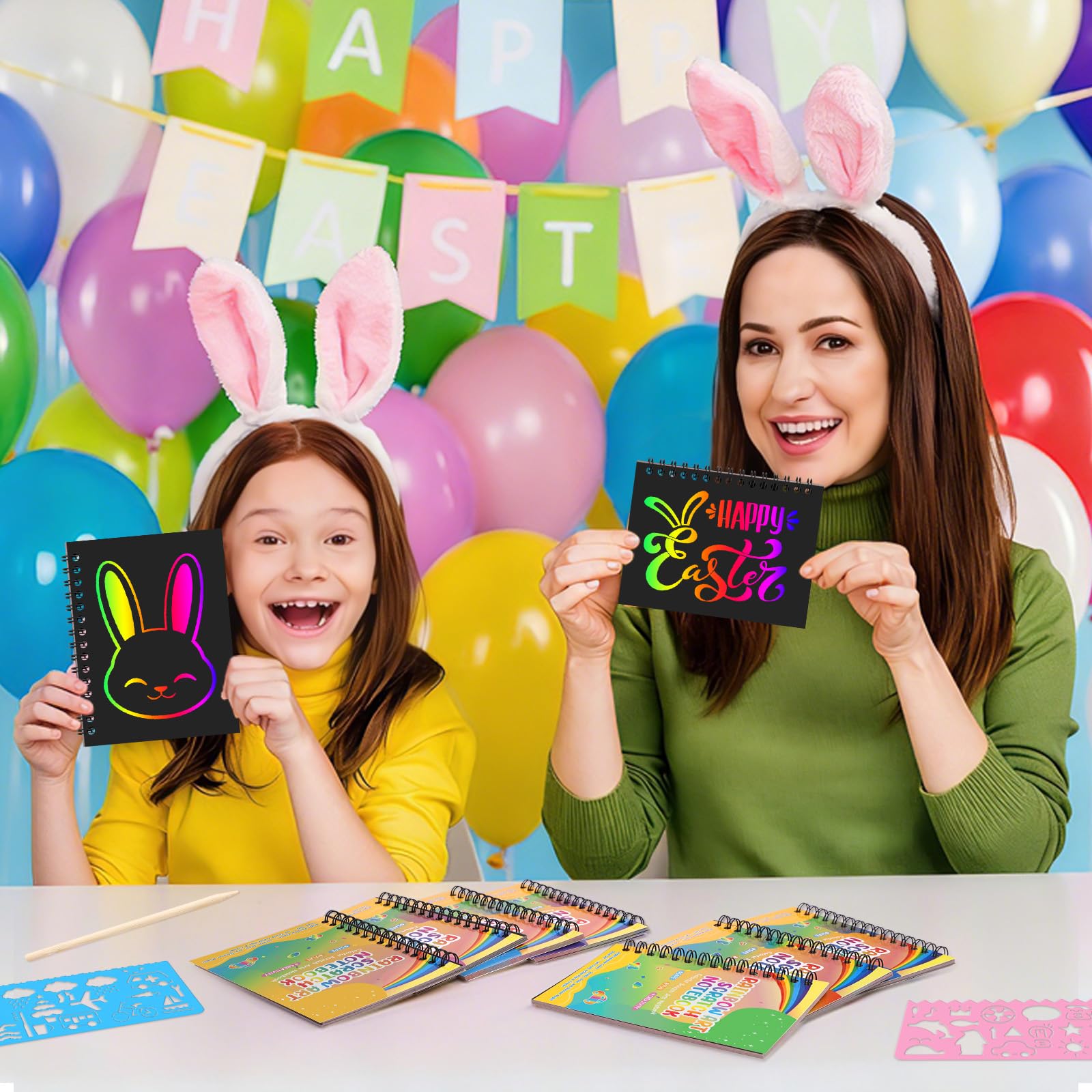 YSCare Scratch Arts Partygeschenke für Kinder: 32 Stück, Regenbogen-Kunst-Kratz-Notizbuch, Kunst-Bastelset, Goodie-Tüten, Geburtstagsgeschenke, Klassenzimmerpreise für Mädchen, Jungen, 4–8–12