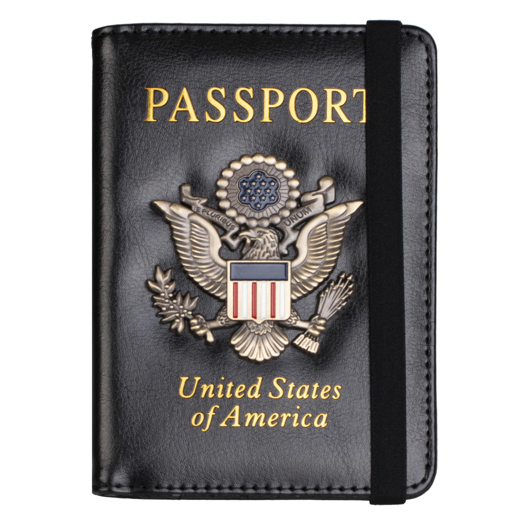 TOURSUIT RFID Blocking Passport Holder for Women Men, Leather Passport Travel Wallet with Metal 3D Metal Badge, Travel Document Holder Cover