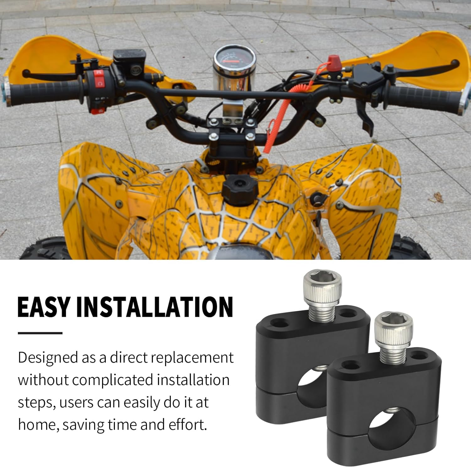 2Pcs Handlebar Risers Kit, Fat Bar Riser Mount Clamp Adaptor, for 7/8" 22mm Standard HandleBar Handle,Handlebar Risers for Universal Motorcycle Pit Dirt Bike Racing ATV CNC