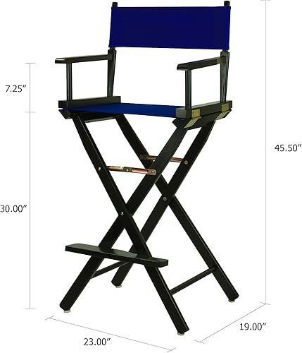 Miniatura 3 de Casual Home - Silla de director de 30 in, marco negro, lona azul rey, altura de barra