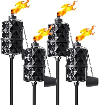 4Pack Citronella Torches, 13.5 Oz Outdoor Metal Torches