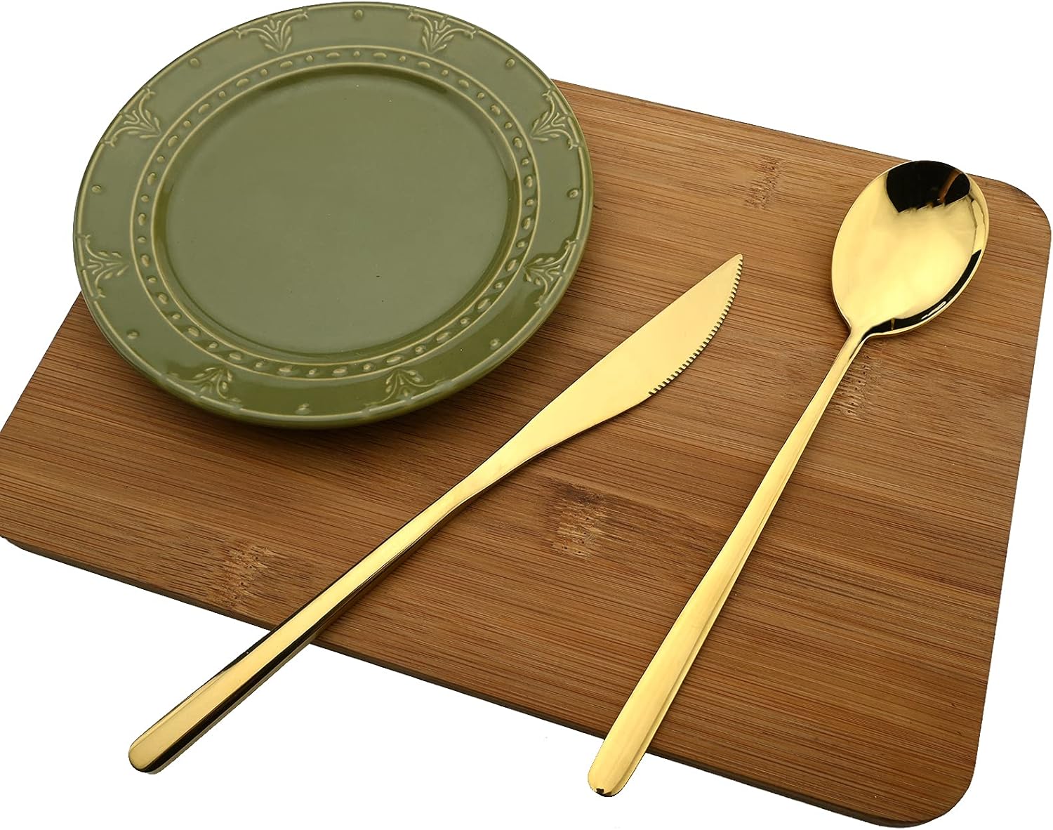 20-Piece Gold Silverware Set, 18/10 Stainless Steel Flatware Cutlery Set Service for 4, Tableware Eating Utensils Include Knives/Forks/Spoons, Mirror Polished, Dishwasher Safe