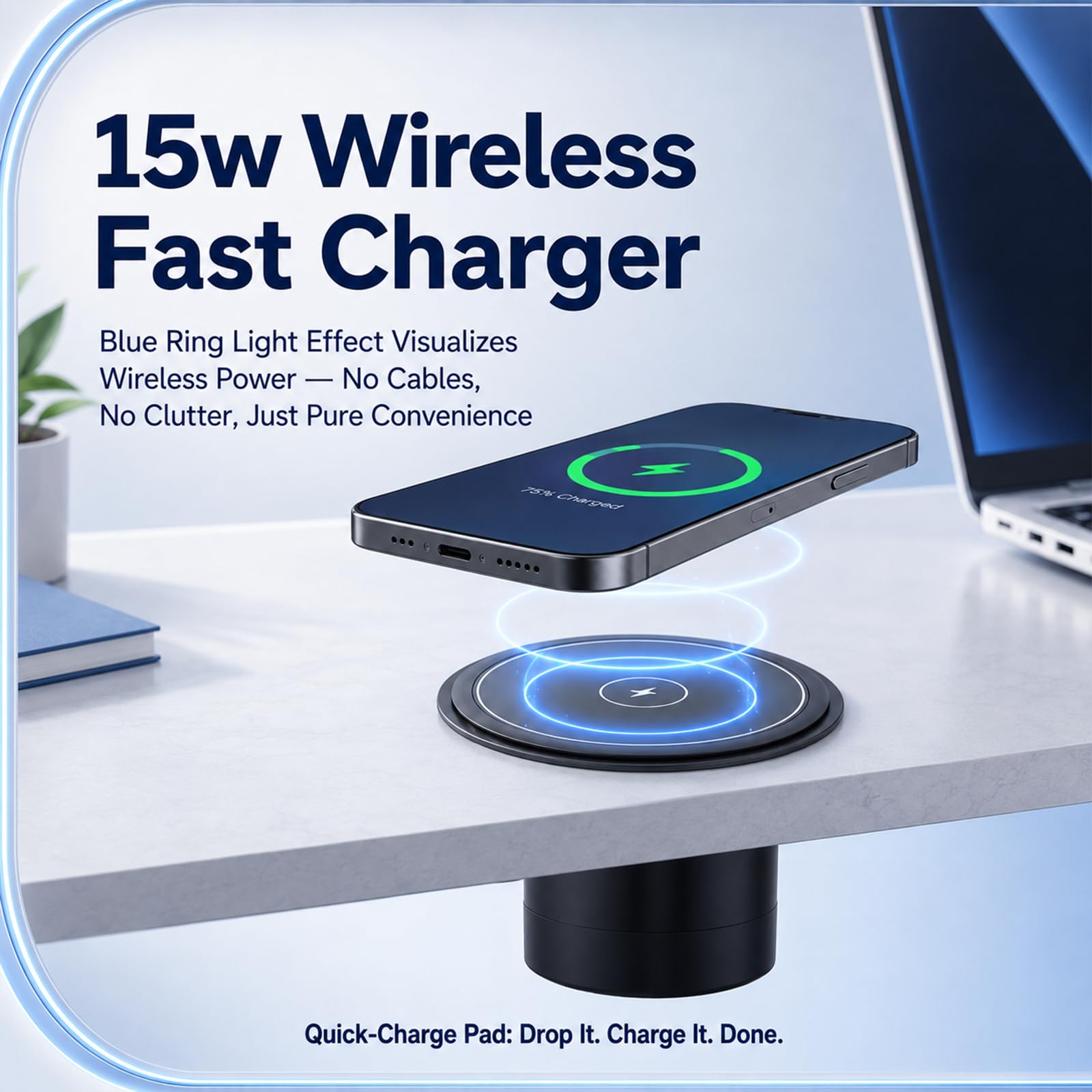 Presa a scomparsa con 2 A + 1 C 4 prese con caricabatterie wireless da 15 W