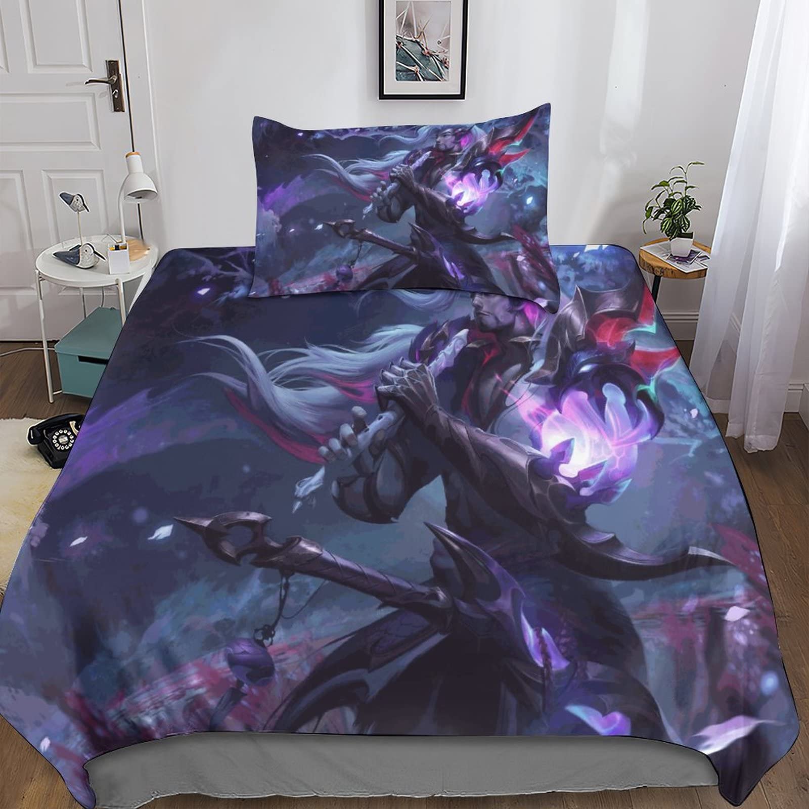 Housse de couette jeu 3D 135x200cm en microfibre douce avec taie d'oreiller pour lit enfant