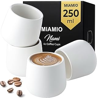 MIAMIO - Ceramic Cup Set of 4 (250 ml) / Ceramic Cups without Handles/Coffee Mugs