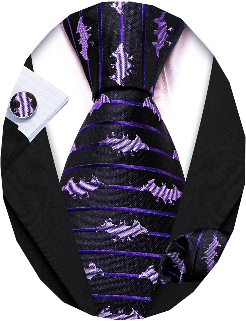 Fun Animal Ties for Men Designer Handkerchief Cufflink WOVEN Casual Necktie Set Festival