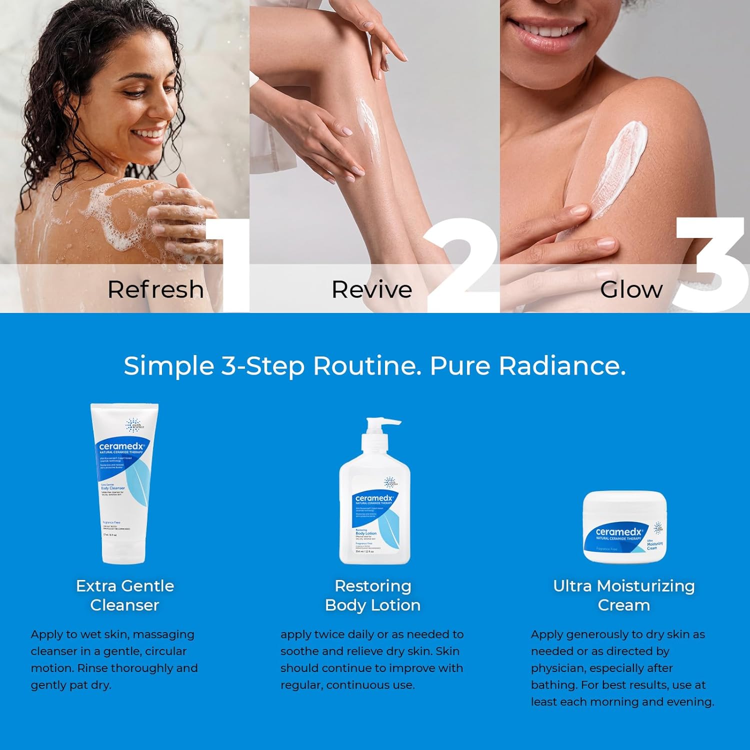 CERAMEDX Skincare System Regimen (3 pack) | For Dry, Sensitive Skin