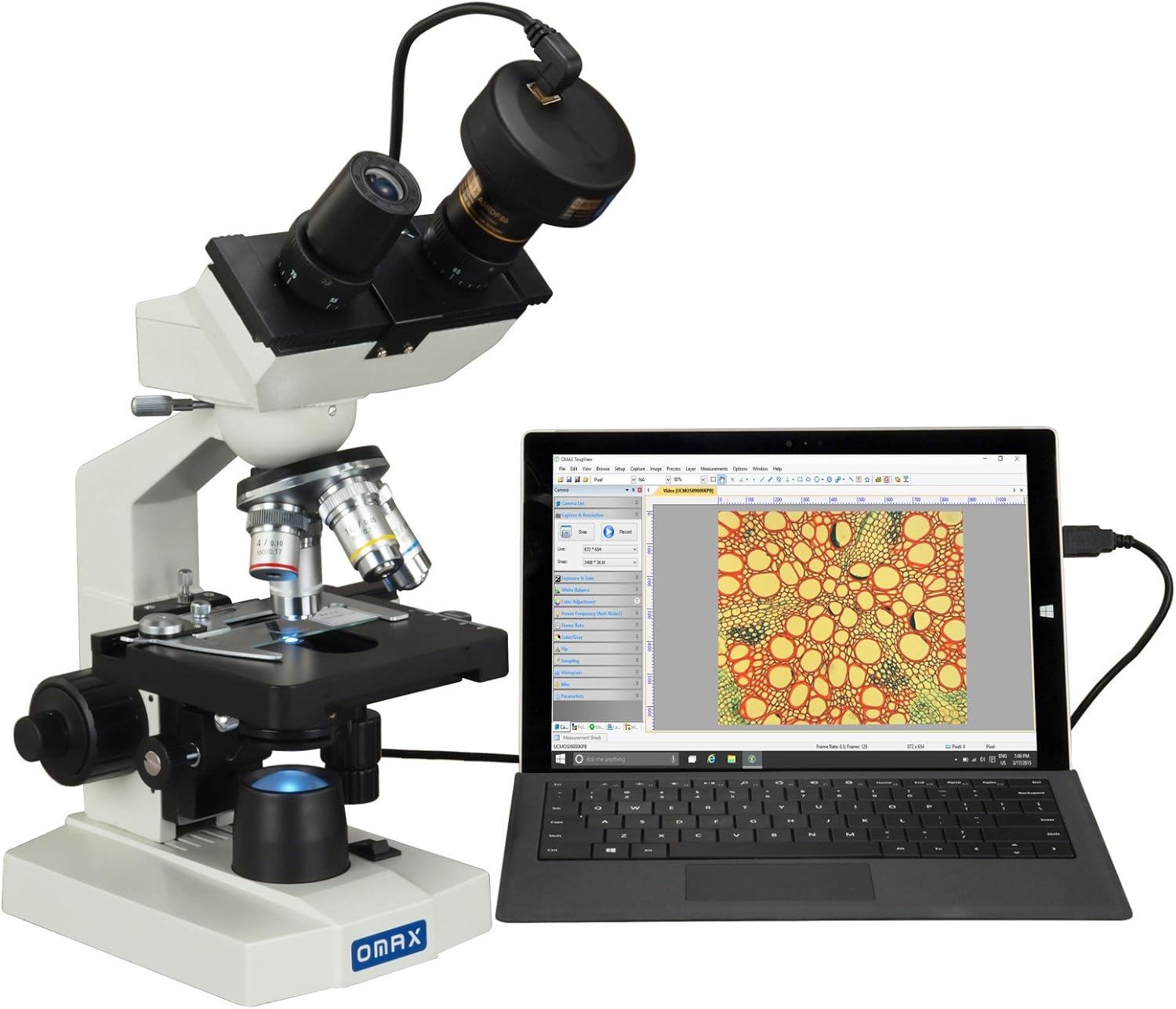OMAX 40X-2500X Binocular Compound LED Microscope with 1.3MP Digital Camera