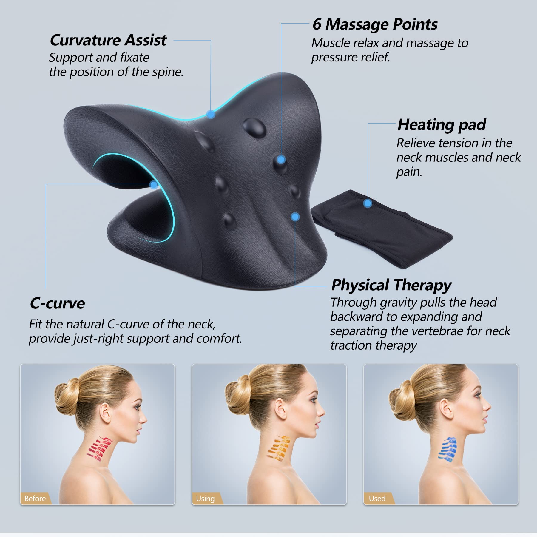 Neck Stretcher for Neck Pain Relief, Heated Cervical Traction Device