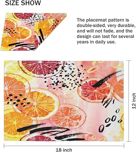 Miniatura 4 de Juego de 4 manteles individuales para decoración de plantas de limón, lavables, impermeables, para fiestas, hogar, comedor, decoración de mesa de 18