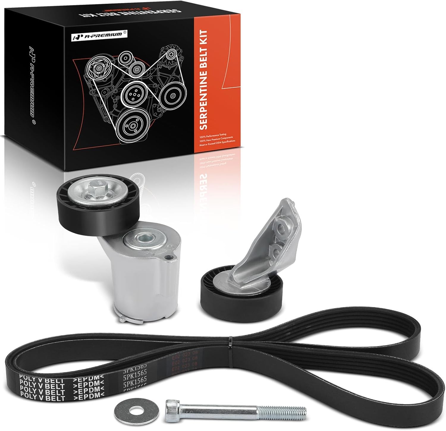 A-Premium Engine Serpentine Belt Drive Kit with Tensioner & Idler Pulley Compatible with Volkswagen Passat 2012-2014, Beetle 2006-2010 2012-2015, 2.5L, 3-PC Set